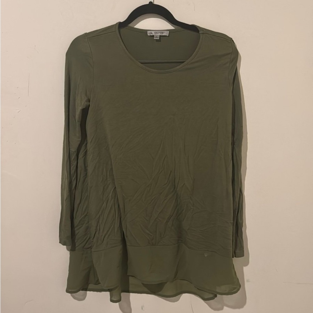 De Collection Women Small Green Long Sleeve Tunic Top Blouse shirt